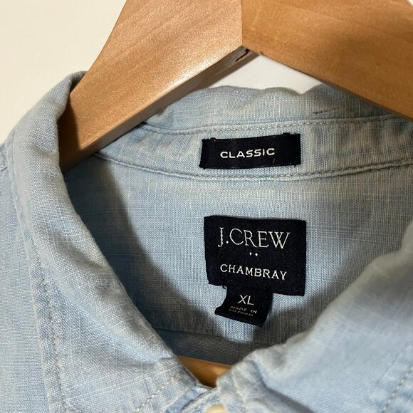 JCrew Classic Fit Organic Cotton Chambray Workshirt Size XL - Picture 3 of 5